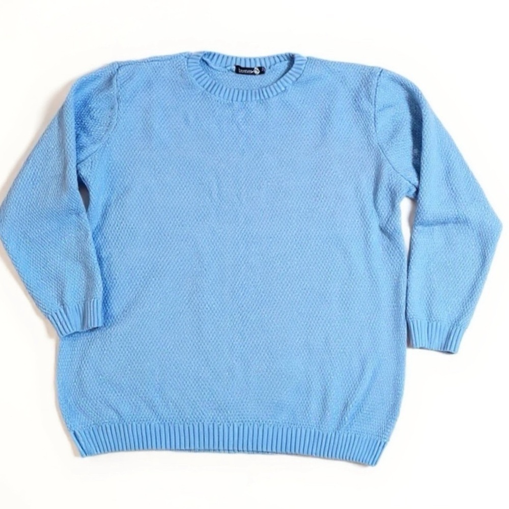 Boohoo Plus Size 16 Light Blue Ribbed Side Split Tunic Sweater